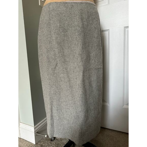 LAUREN RALPH LAUREN Pencil Skirt wool S12 Classic Herringbone Lined Career gray - Picture 8 of 13